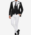 Mens 3 Piece Black and White Tuxedo - Slim Fit Wedding Tuxedo