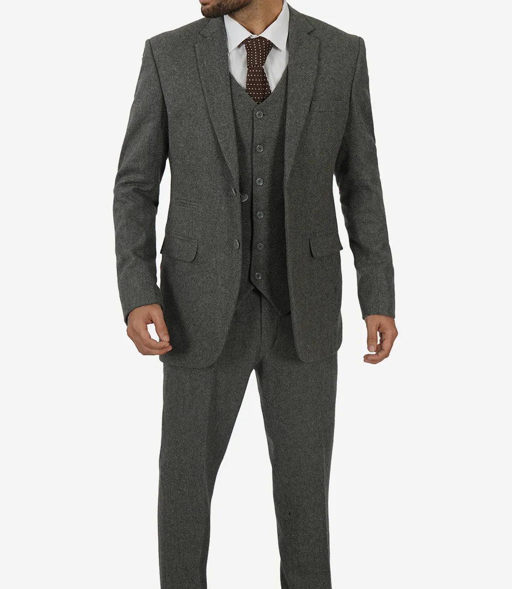 Men's Three-Piece Two-Button Gray Gangster Suit