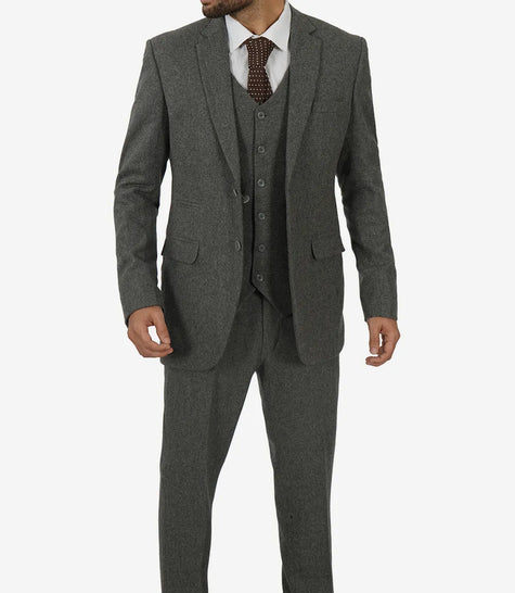 Men's Three-Piece Two-Button Gray Gangster Suit
