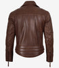 Asymmetrische Cognac-Lederjacke im Biker-Stil für Herren