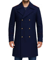 Men's Navy Blue Wool Coat – Double-Breasted