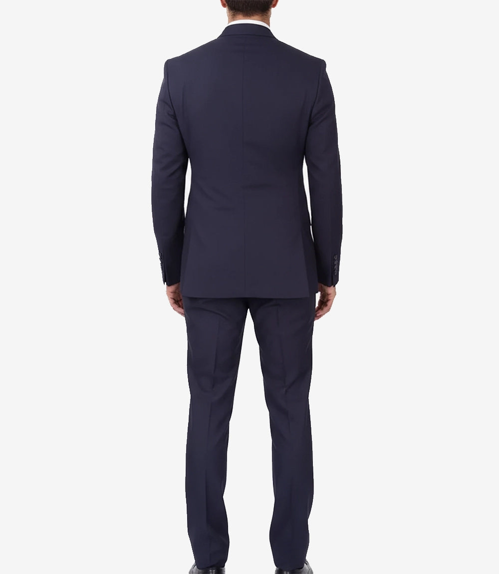 Men's Dark Blue Double-Breasted Suit – Classic Fit