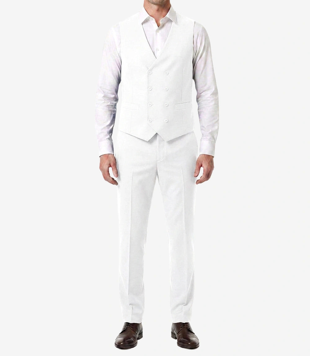 Men's White 3-Piece Single-Breasted Suit —  Notch Lapel