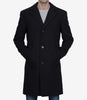 Men's Single-Breasted Black Wool Coat – Modern Fit