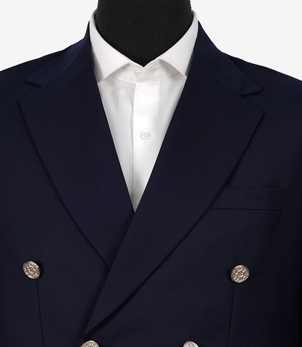 Men's Midnight Blue Double-Breasted Two-Piece Suit – Peak Lapel