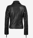 Ramsey Damen Asymmetrische schwarze Lederjacke im Biker-Stil