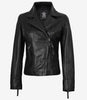 Ramsey Damen Asymmetrische schwarze Lederjacke im Biker-Stil