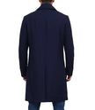 Men's Navy Blue Wool Coat – Double-Breasted
