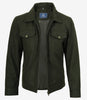 Men's Olive Green Wool Utility Jacket - Zip Closure