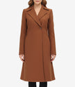 Denise Damen Zweireihiger Kamelmantel – Premium Wolle