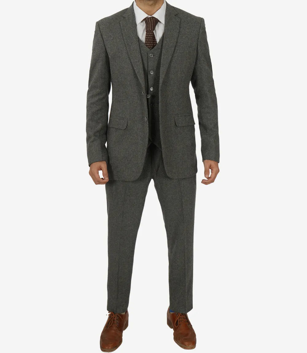 Men's Three-Piece Two-Button Gray Gangster Suit