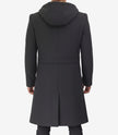 Men's Hooded Gray Wool Overcoat | Long Length Warm Winter Coat
