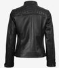 Womens Petite Black Quilted Biker Style Leather Jacket