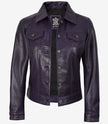 Lila Trucker-Lederjacke für Damen