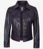 Lila Trucker-Lederjacke für Damen