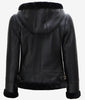 Womens Black Leather Aviator Jacket With Hood