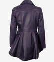 Asymmetrische lilafarbene Lederjacke mit Schößchen für Damen