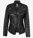 Women's Black Lambskin Biker Style Jacket