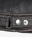 Gesteppte, abgenutzte Damenjacke aus echtem Lammleder in Braun im Biker-Stil