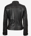 Gesteppte, abgenutzte Damenjacke aus echtem Lammleder in Braun im Biker-Stil