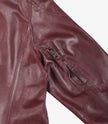 Burgunderrote Damenjacke im Biker-Stil aus echtem Lammleder