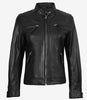 Womens Petite Black Quilted Biker Style Leather Jacket