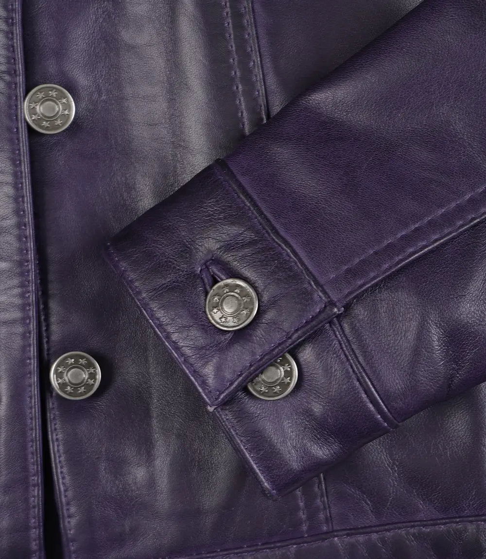 Lila Trucker-Lederjacke für Damen