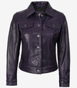 Lila Trucker-Lederjacke für Damen