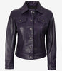 Lila Trucker-Lederjacke für Damen