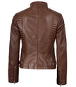 Damenjacke aus echtem Leder im Biker-Stil, Cognac