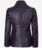 Womens Three Button Purple Leather Blazer