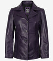Womens Three Button Purple Leather Blazer