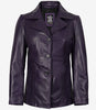 Womens Three Button Purple Leather Blazer