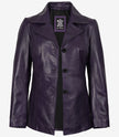 Womens Three Button Purple Leather Blazer