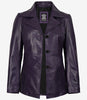 Womens Three Button Purple Leather Blazer