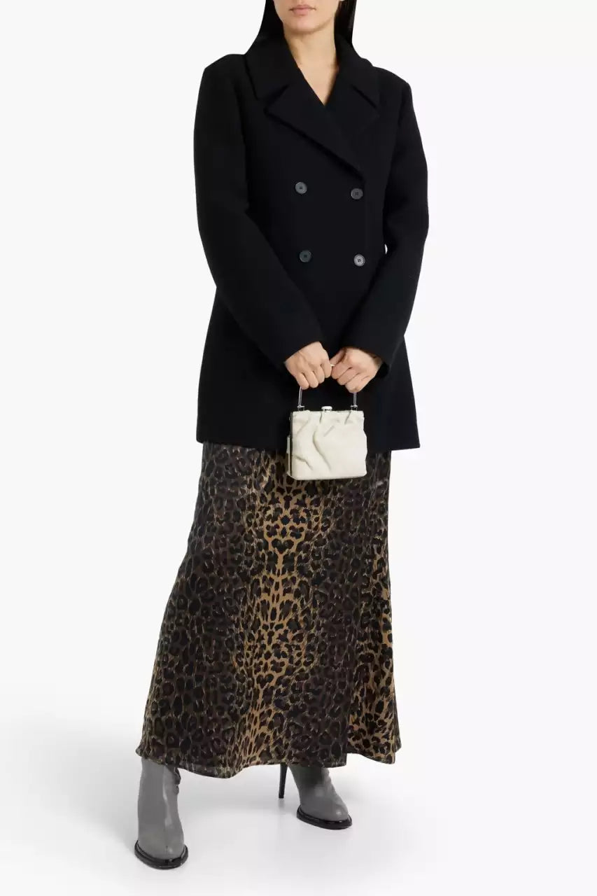 Womens 3 4 Length Black Double Breasted Wool Coat