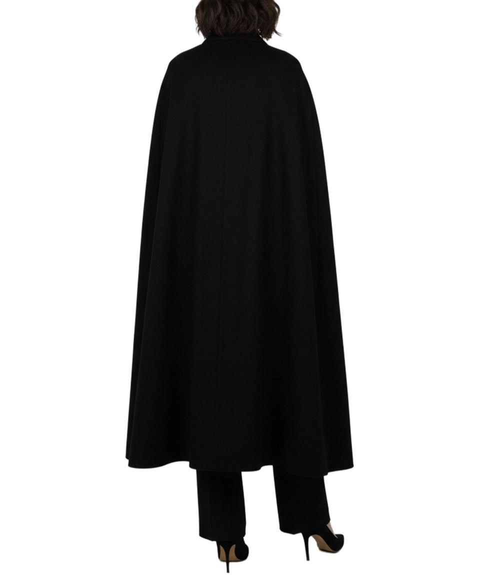 Marrie Women's Black Long Wool Cape Coat