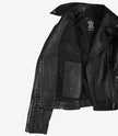 Feinste schwarze Lederjacke im Biker-Stil für Damen