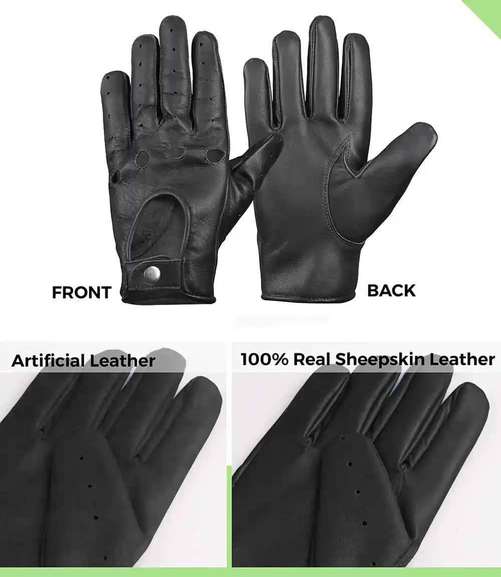 Mens Real Leather Black Gloves