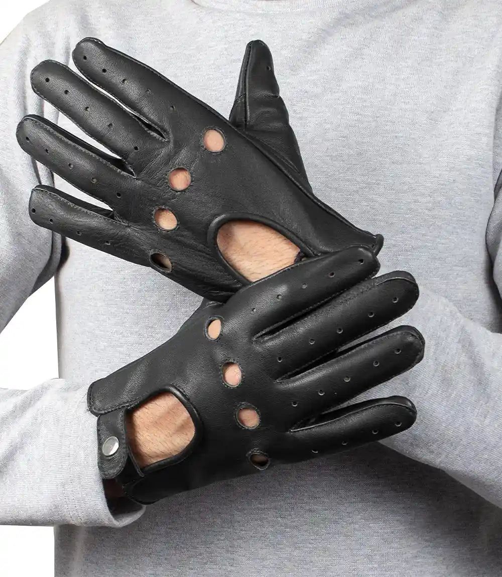 Mens Real Leather Black Gloves