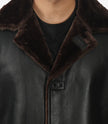Mens Shearling Lined 3 4 Length Leather Coat
