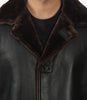 Mens Shearling Lined 3 4 Length Leather Coat