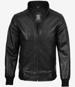 Schwarze Bomberjacke aus Rindsleder für Herren