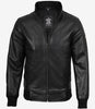 Schwarze Bomberjacke aus Rindsleder für Herren