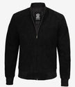 Schwarze Premium-Bomberjacke aus Wildleder für Herren
