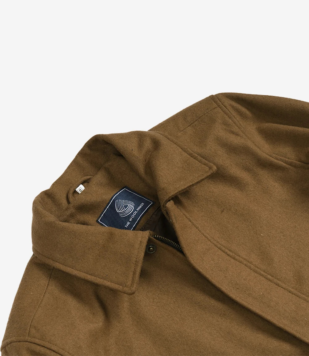 Bradley Mens Camel Brown Wool Utility Jacket