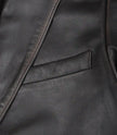 Mens Two Button Notch Lapel Ruboff Brown Leather Blazer Jacket 