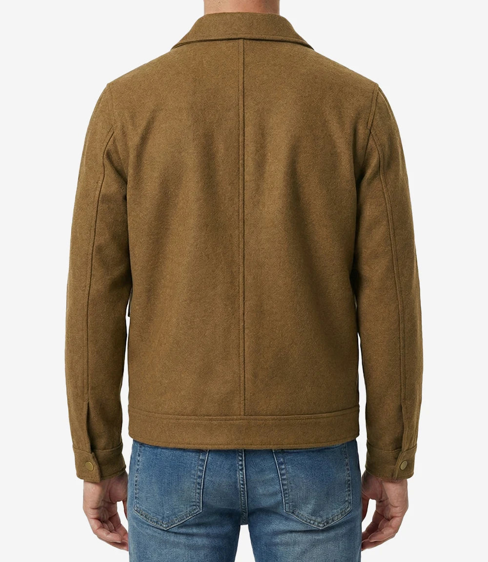 Bradley Mens Camel Brown Wool Utility Jacket