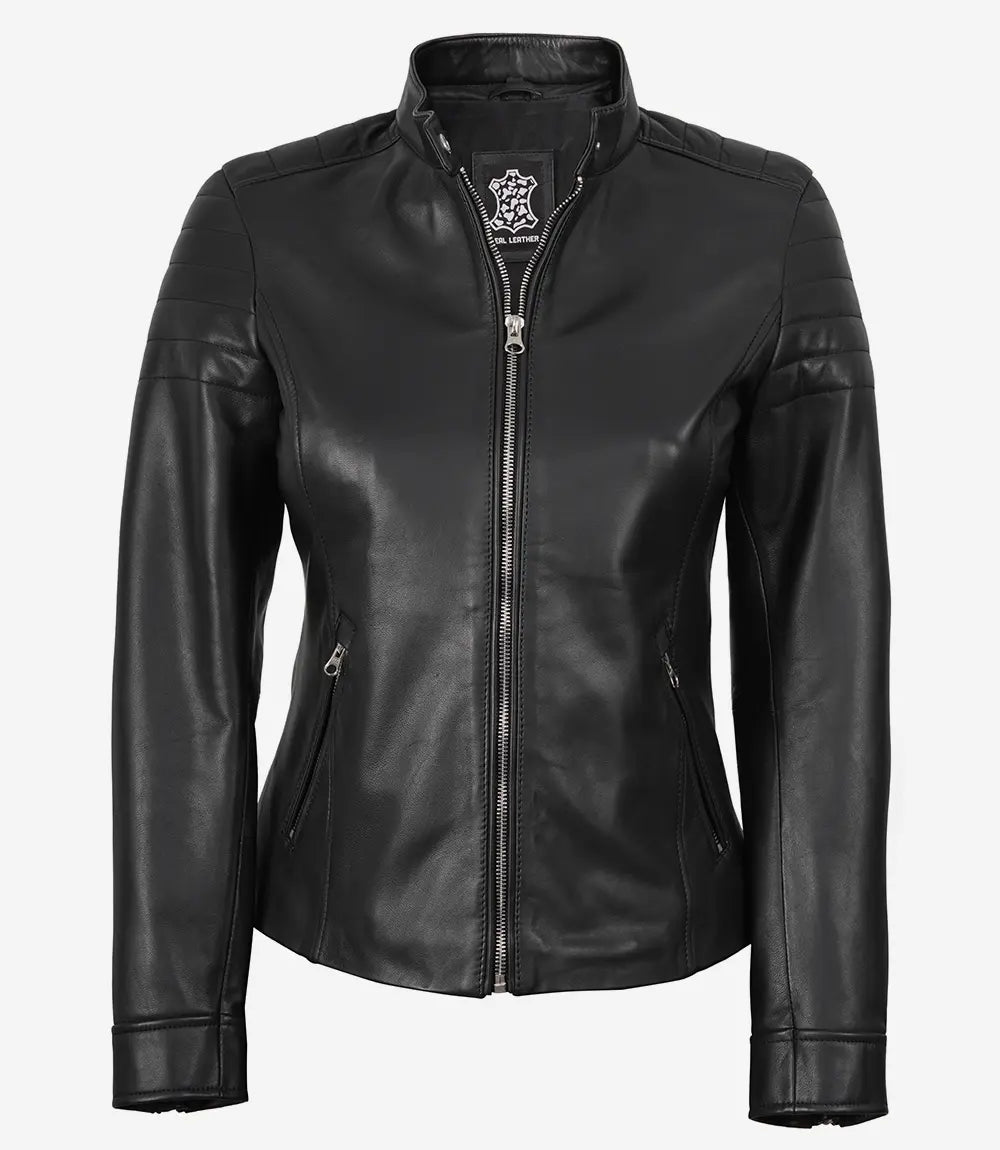 Carrie Black Leather Jacket for Women