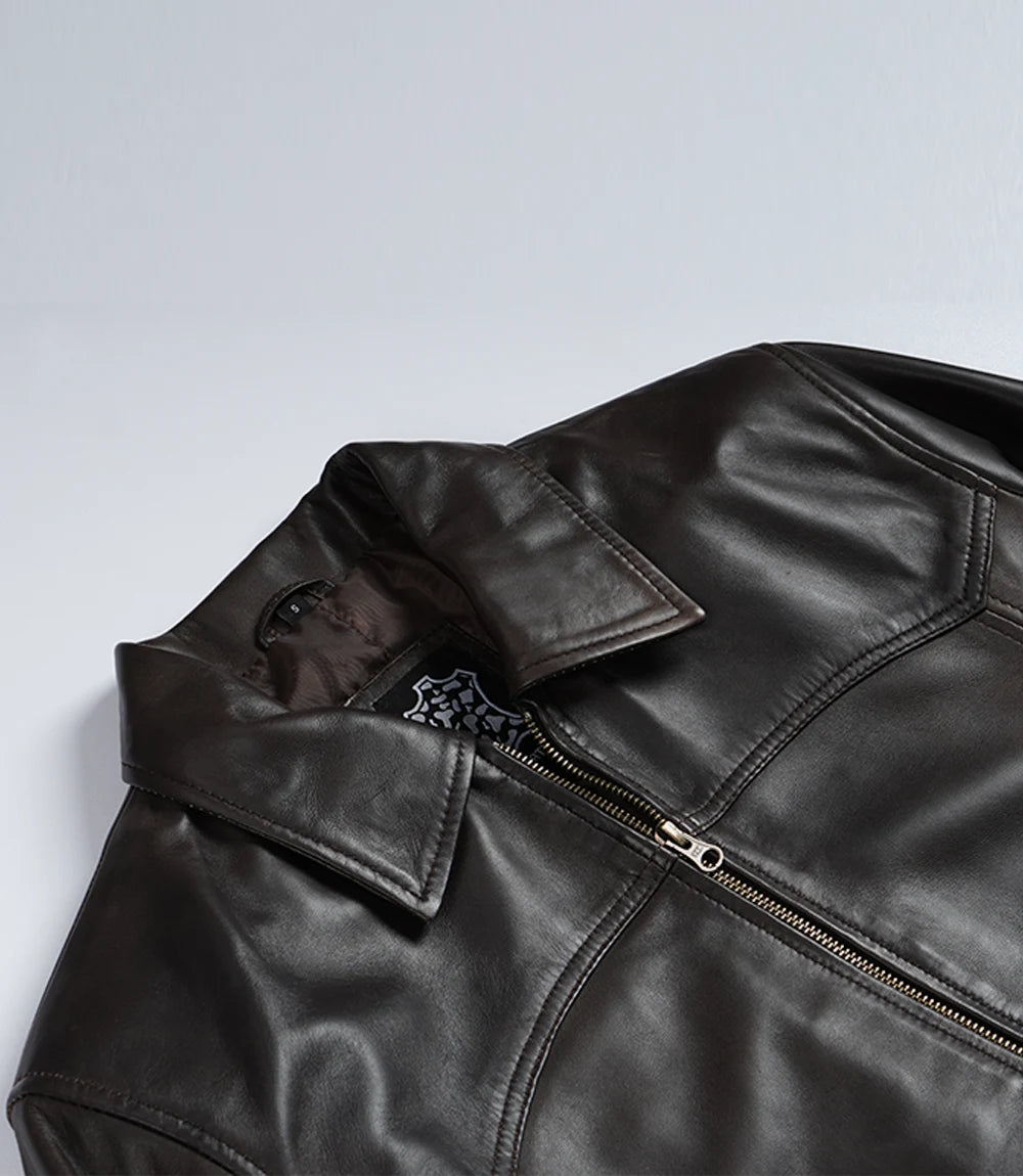 Schwarze Lederjacke im Biker-Stil für Herren